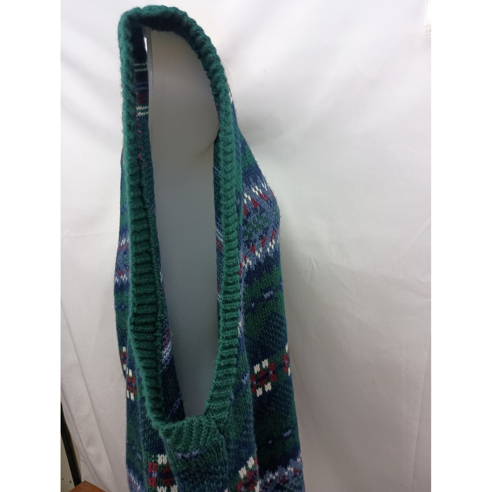 Vintage New Era L sleeveless geometric grandpacore button‎ down knit vest - Picture 7 of 8